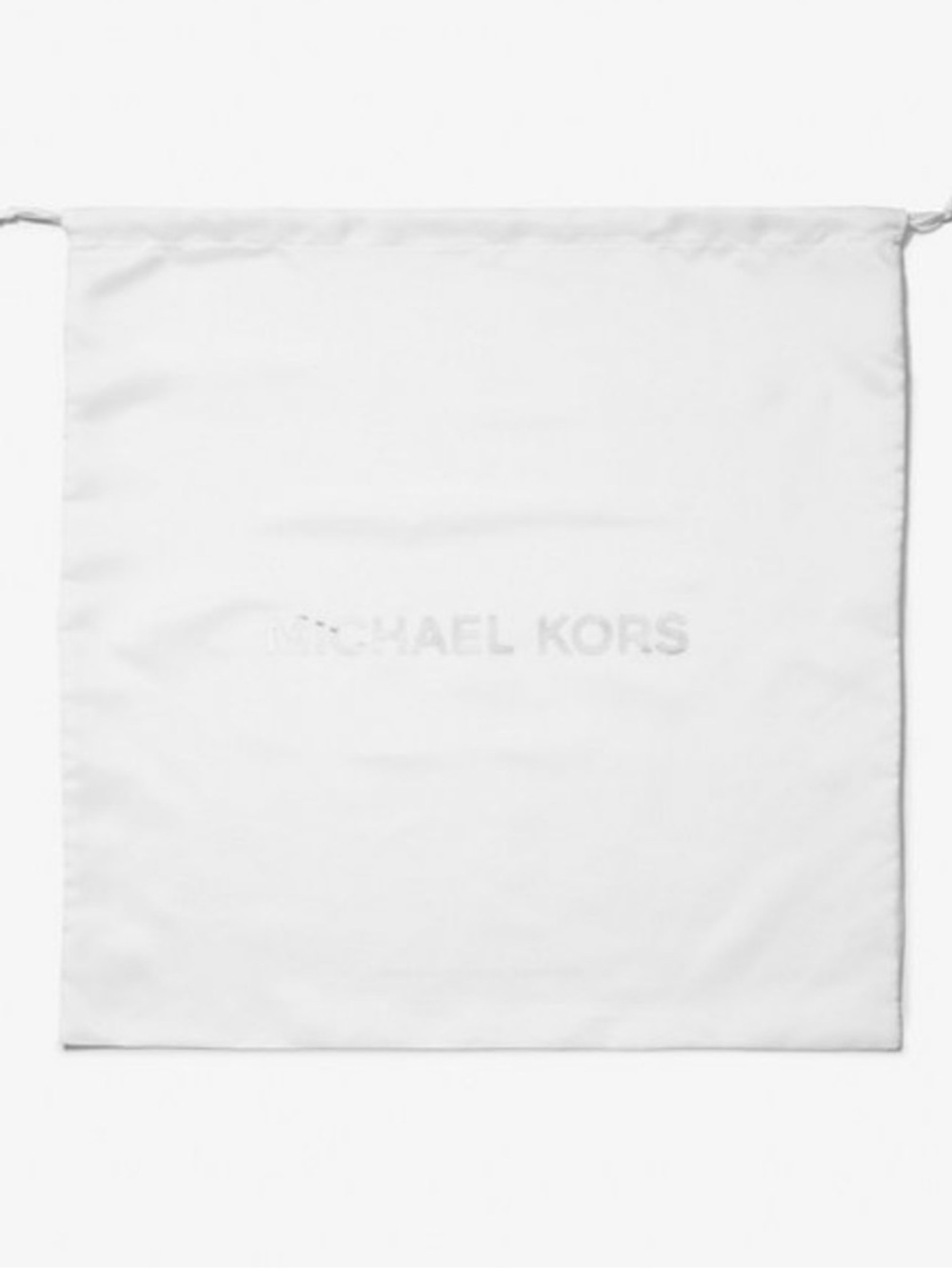 Michael Kors White Woven Silver MK Logo Large Drawstring Dustbag